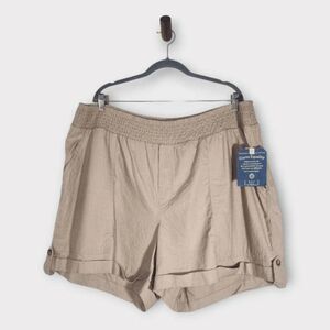 Democracy Light Brown High-Rise Linen Pull-On Shorts NWT Size 3X